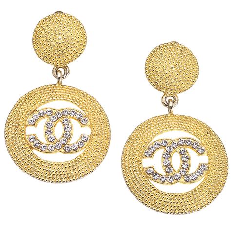 chanel rhinestone drop earrings|Chanel ring earrings.